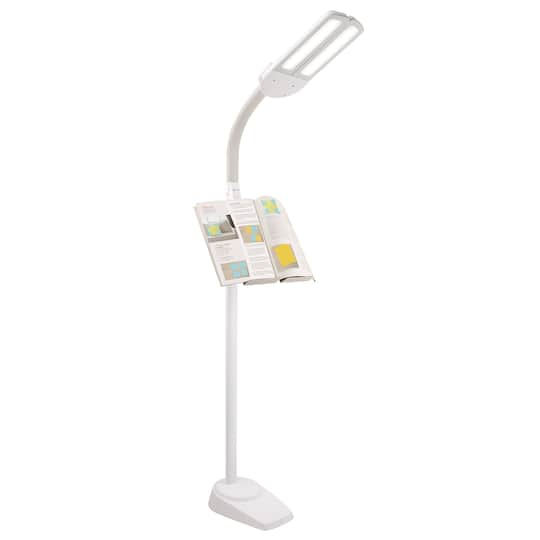 OttLite White Dual Shade LED Floor Lamp with USB Charging Station